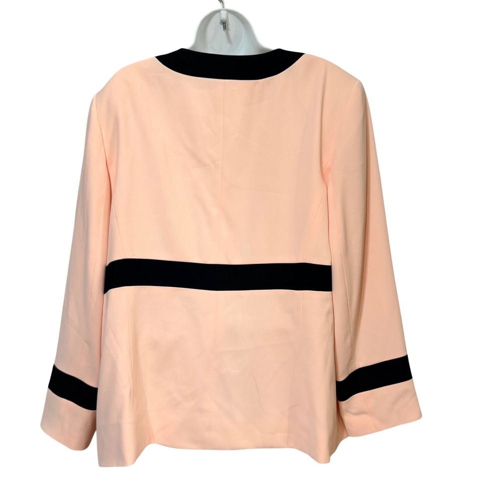 Kasper Woman Peach Black Colorblock Open Front Blazer Jacket 18W Plus Size - Picture 2 of 6